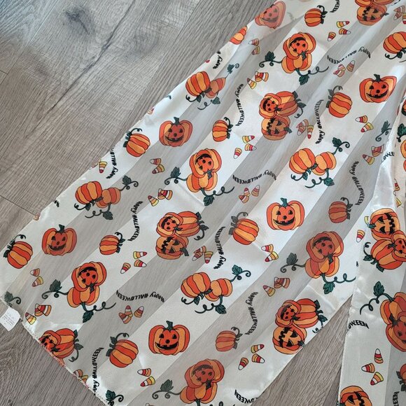 Halloween fall pumpkin scarf white orange - Picture 2 of 2